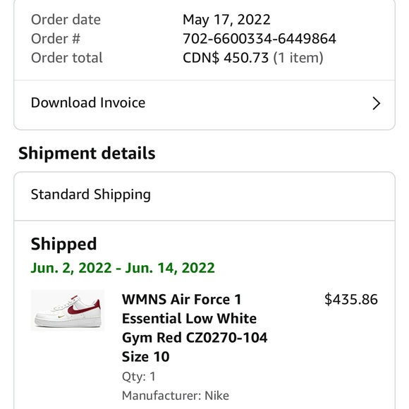 NIKE Women’s Air Force 1 ‘07 ESS white and red with gold- never worn-Size 10 - Picture 3 of 5